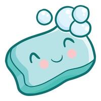 Cute and funny solid soap with bubbles smiling vector