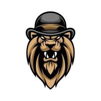 Lion Cap Mascot Logo Design Vector