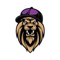 Lion Hat Mascot Logo Design Vector