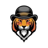 Tiger Cap Mascot Logo Design Vector