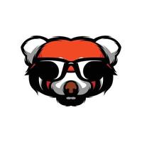 rojo gafas de sol panda mascota logo diseño vector