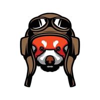 Red Panda Pilot Mascot Logo Design vector