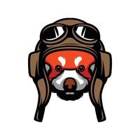 rojo panda piloto mascota logo diseño vector