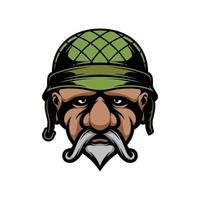 Old Man Soldier Mascot Logo Design Vector