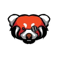 rojo panda lentes mascota logo diseño vector