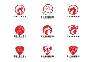 logotipo de pollo, vector de animales de granja, diseño para granja de pollos, restaurante de pollo frito, cafetería