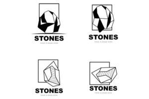 logotipo de piedra, piedra vectorial moderna con estilo de línea geométrica, diseño para decoración estética, producto moderno de marca, icono simple línea de geometría estética abstracta vector