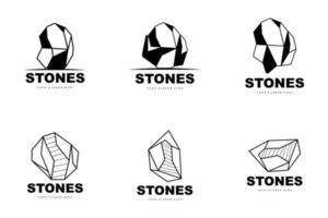 logotipo de piedra, piedra vectorial moderna con estilo de línea geométrica, diseño para decoración estética, producto moderno de marca, icono simple línea de geometría estética abstracta vector