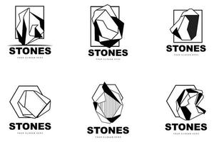 logotipo de piedra, piedra vectorial moderna con estilo de línea geométrica, diseño para decoración estética, producto moderno de marca, icono simple línea de geometría estética abstracta vector