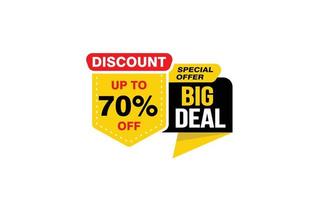 70 Percent BIG DEAL offer, clearance, promotion banner layout with sticker style. vector