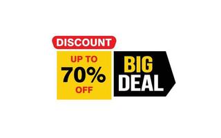 70 Percent BIG DEAL offer, clearance, promotion banner layout with sticker style. vector