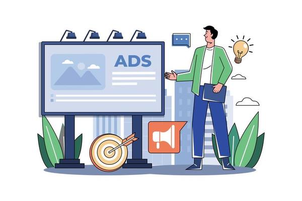 Billboard Marketing Illustration concept on white background