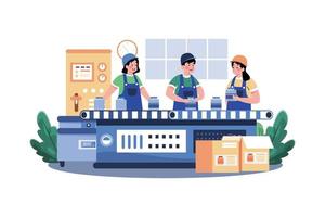 Workers Working In A Factory Illustration concept on white background vector