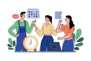 Teamwork Of People With Schedules And Tasks vector