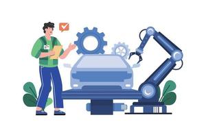 Automated Car Production Illustration concept on white background vector