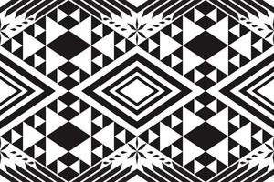 Black and white geometric ethnic seamless pattern design for wallpaper, background, fabric, curtain, carpet, clothing, and wrapping. vector