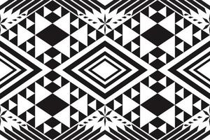 Black and white geometric ethnic seamless pattern design for wallpaper, background, fabric, curtain, carpet, clothing, and wrapping. vector