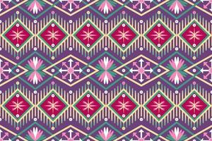 Colorful geometric ethnic seamless pattern design for wallpaper, background, fabric, curtain, carpet, clothing, and wrapping. vector