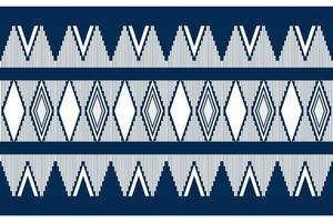 Blue and white geometric ethnic seamless pattern design for wallpaper, background, fabric, curtain, carpet, clothing, and wrapping. vector