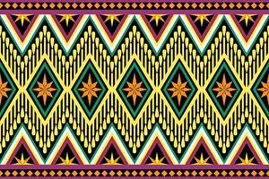 Colorful geometric ethnic seamless pattern design for wallpaper, background, fabric, curtain, carpet, clothing, and wrapping. vector