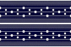 Dark blue and white geometric ethnic seamless pattern design for wallpaper, background, fabric, curtain, carpet, clothing, and wrapping. vector