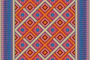 Colorful geometric ethnic seamless pattern design for wallpaper, background, fabric, curtain, carpet, clothing, and wrapping. vector