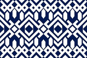 Blue and white geometric ethnic seamless pattern design for wallpaper, background, fabric, curtain, carpet, clothing, and wrapping. vector