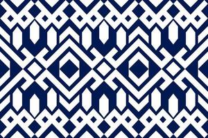 Blue and white geometric ethnic seamless pattern design for wallpaper, background, fabric, curtain, carpet, clothing, and wrapping. vector