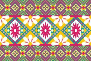 Colorful geometric ethnic seamless pattern design for wallpaper, background, fabric, curtain, carpet, clothing, and wrapping. vector