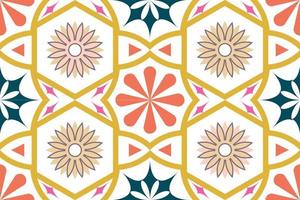 Colorful geometric ethnic seamless pattern design for wallpaper, background, fabric, curtain, carpet, clothing, and wrapping. vector