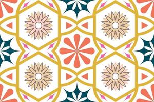 Colorful geometric ethnic seamless pattern design for wallpaper, background, fabric, curtain, carpet, clothing, and wrapping. vector