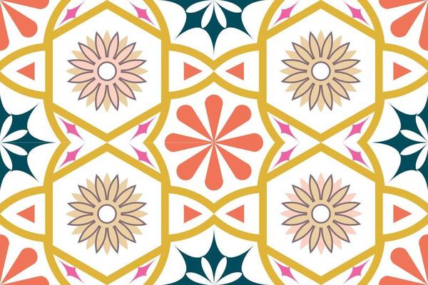 Colorful geometric ethnic seamless pattern design for wallpaper, background, fabric, curtain, carpet, clothing, and wrapping.