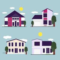 Collection of house flat illustration vector