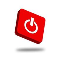 Shutdown button red color 3D realistic icon vector