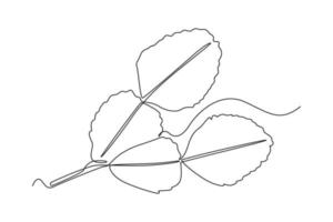 Single one line drawing lime leaves. Vegetable concept. Continuous line draw design graphic vector illustration.