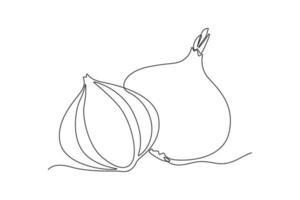 Single one line drawing onion. Vegetable concept. Continuous line draw design graphic vector illustration.