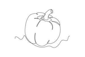 Single one line drawing bell pepper. Vegetable concept. Continuous line draw design graphic vector illustration.