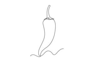 Single one line drawing chili. Vegetable concept. Continuous line draw design graphic vector illustration.