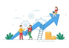 Challenge Illustration with Businessman Running to the Top and Overcoming Obstacle for Landing Page in Flat Cartoon Hand Drawn Templates vector