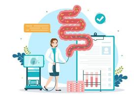 Proctologist or Colonoscopy Illustration with a Doctor Examines of the Colon and Harmful Bacteria in Cartoon Hand Drawn for Landing Page Templates vector