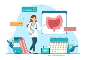 Proctologist or Colonoscopy Illustration with a Doctor Examines of the Colon and Harmful Bacteria in Cartoon Hand Drawn for Landing Page Templates vector