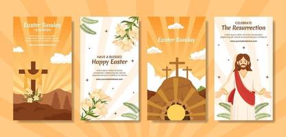 Happy Easter Sunday Day Social Media Stories Cartoon Hand Drawn Templates Background Illustration vector