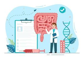 Proctologist or Colonoscopy Illustration with a Doctor Examines of the Colon and Harmful Bacteria in Cartoon Hand Drawn for Landing Page Templates vector