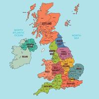 Map of United Kingdom Regions vector