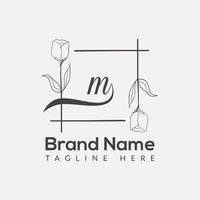 Premium letter M logo icon design. Luxury jewelry frame gem edge logotype. Beauty, Fashion, Spa icon, Floral logo design vector