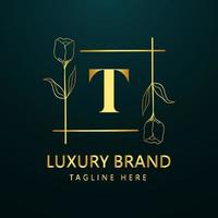 Premium letter T logo icon design. Luxury jewelry frame gem edge logotype. Beauty, Fashion, Spa icon, Floral logo design vector