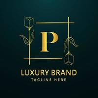 Premium letter P logo icon design. Luxury jewelry frame gem edge logotype. Beauty, Fashion, Spa icon, Floral logo design vector