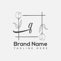 Premium letter Q logo icon design. Luxury jewelry frame gem edge logotype. Beauty, Fashion, Spa icon, Floral logo design vector