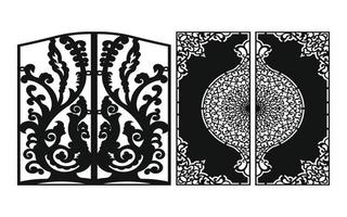 Black patterns with white background, Islamic vectors with floral panels for CNC laser cutting