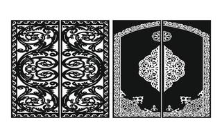 Black patterns with white background, Islamic vectors with floral panels for CNC laser cutting